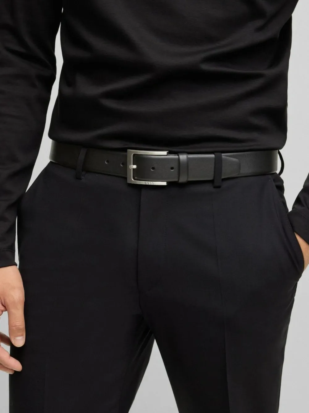 Outlet BOSS Black Barnabie Leather Belt
