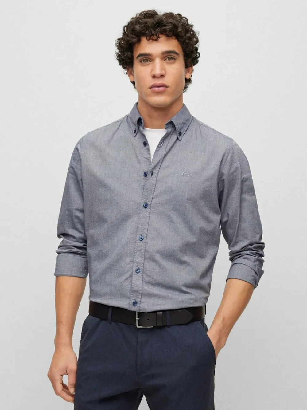 Online BOSS Baxton Leather Belt Black