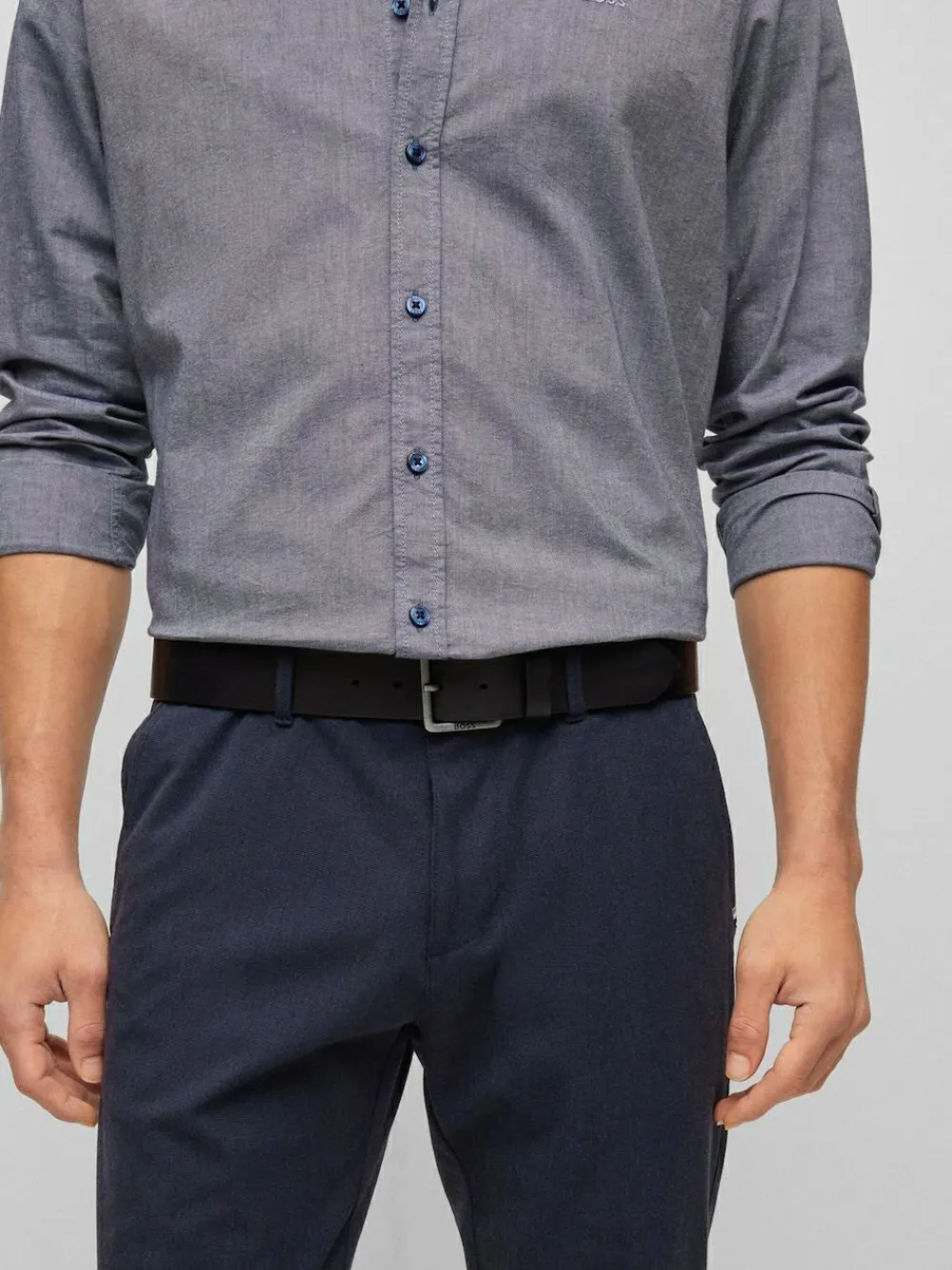 Online BOSS Baxton Leather Belt Black