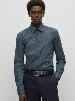 BOSS Brushed Metal Leather Belt^ Belts & Braces