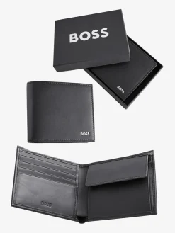 Hot BOSS Randy Signature Logo Billfold Wallet Black