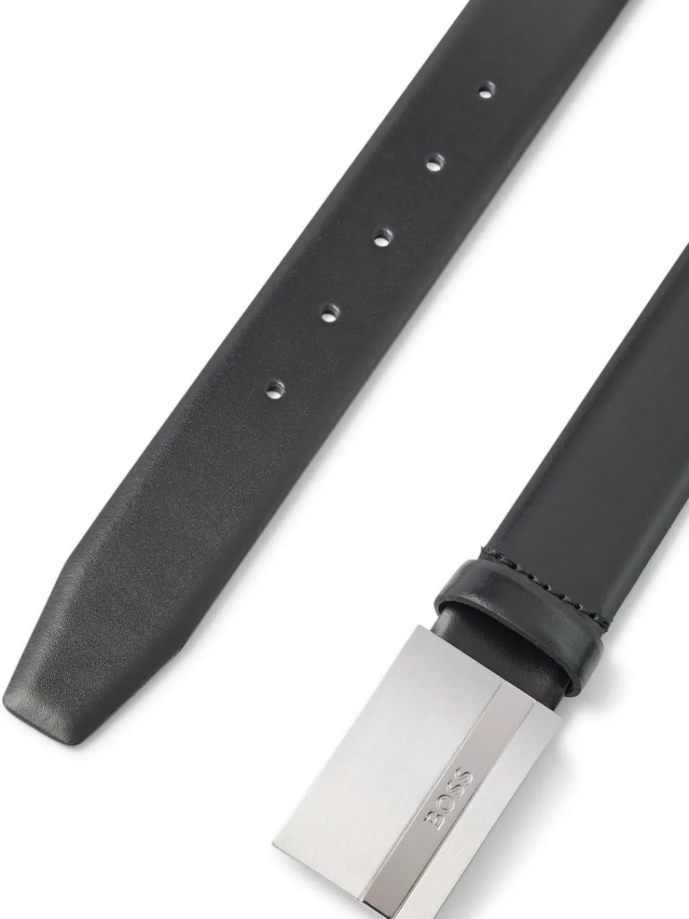 New BOSS Baxton Leather Belt Cobalt Black