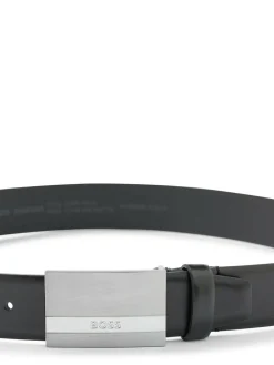New BOSS Baxton Leather Belt Cobalt Black