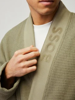 Sale BOSS Waffle Logo Robe Green