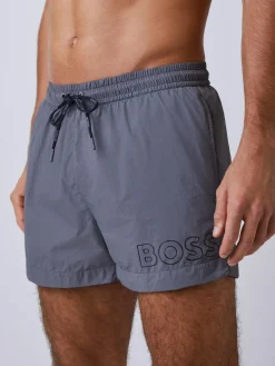 Discount BOSS Mooneye Logo Swim Shorts Grey