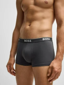 Online BOSS Navy/Grey/Blue Power Stretch Cotton 3 Pack Boxers