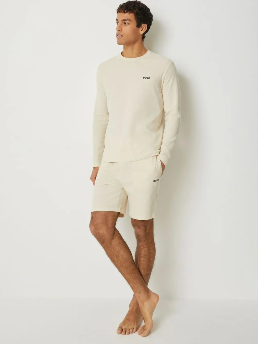 Hot BOSS White Waffle Shorts