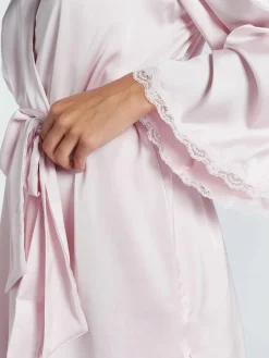 Outlet Boux Avenue Kaya Lace Trim Satin Robe Pink
