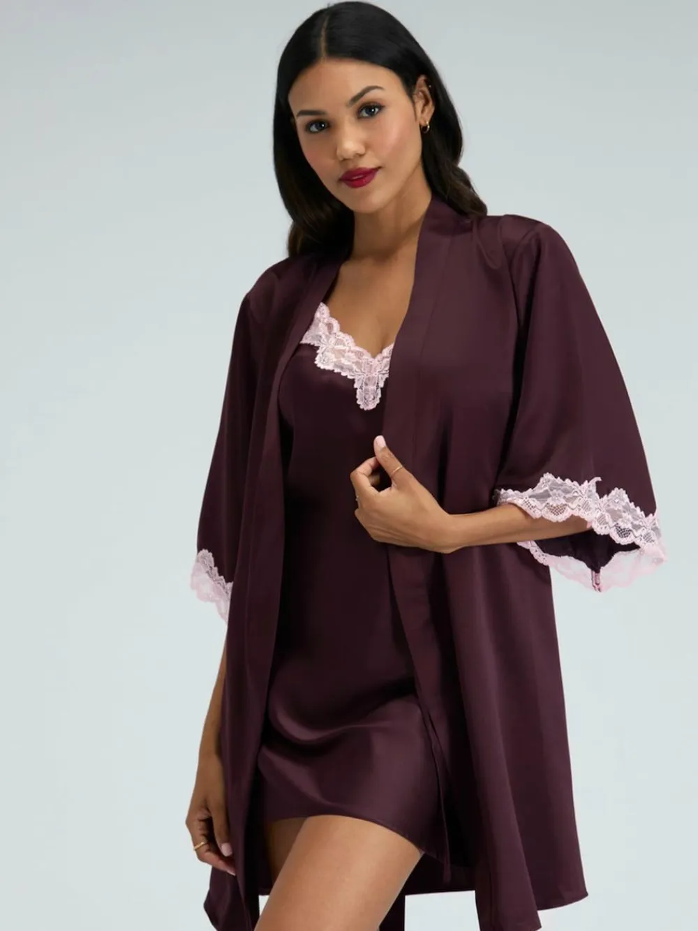 Hot Boux Avenue Purple Amelia Satin Short Robe