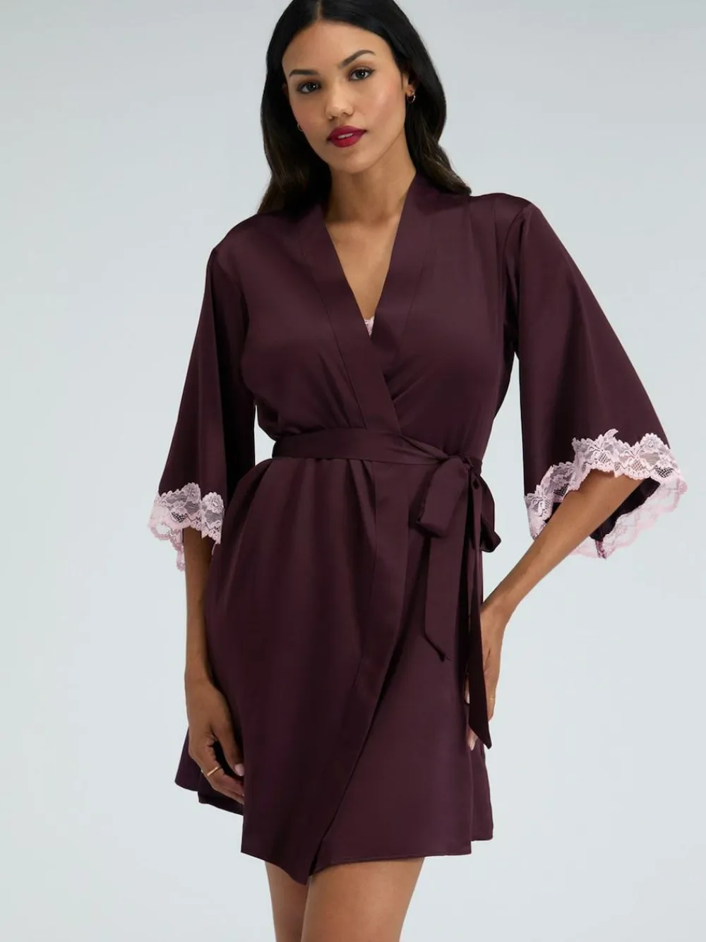 Hot Boux Avenue Purple Amelia Satin Short Robe