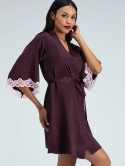 Hot Boux Avenue Purple Amelia Satin Short Robe