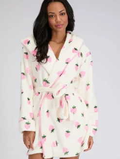 Boux Avenue White Fluffy Strawberry Short Dressing Gown^Women Bathrobes