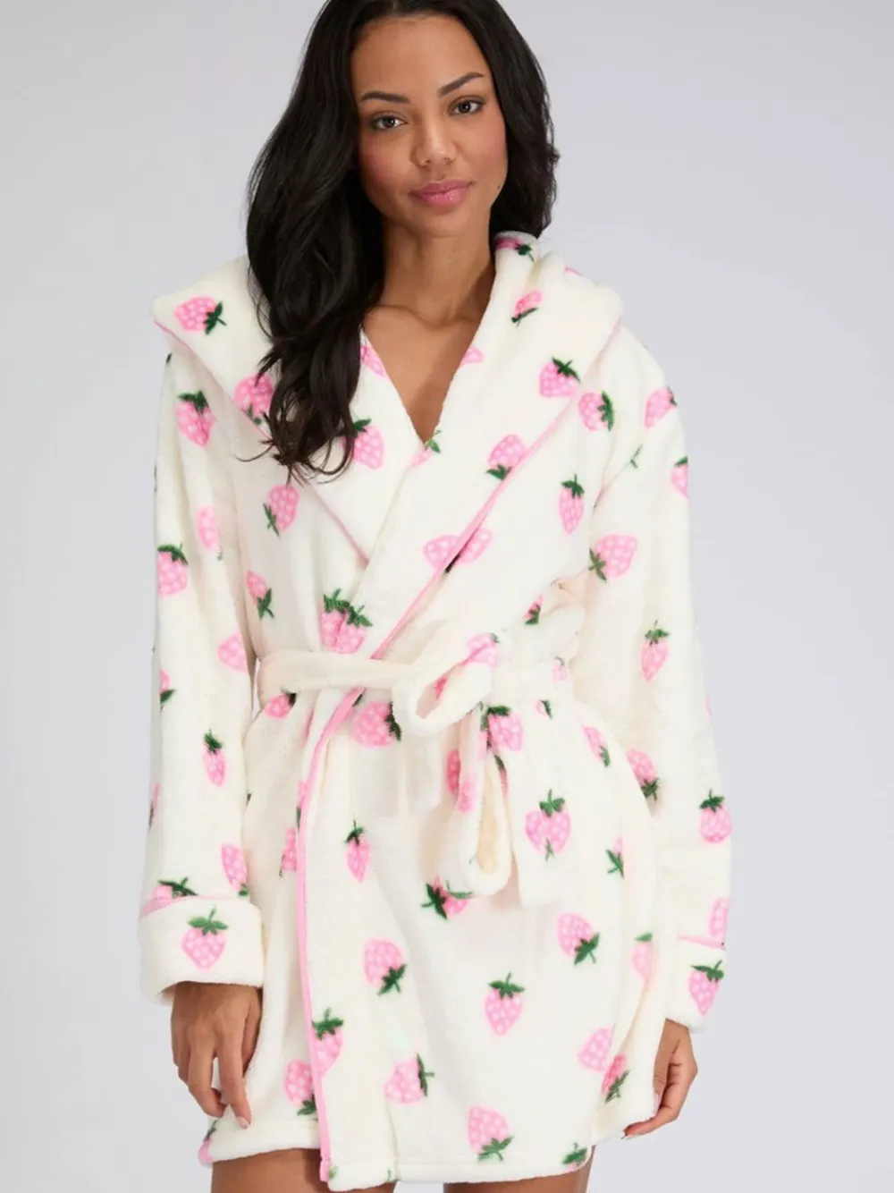 Boux Avenue White Fluffy Strawberry Short Dressing Gown^Women Bathrobes