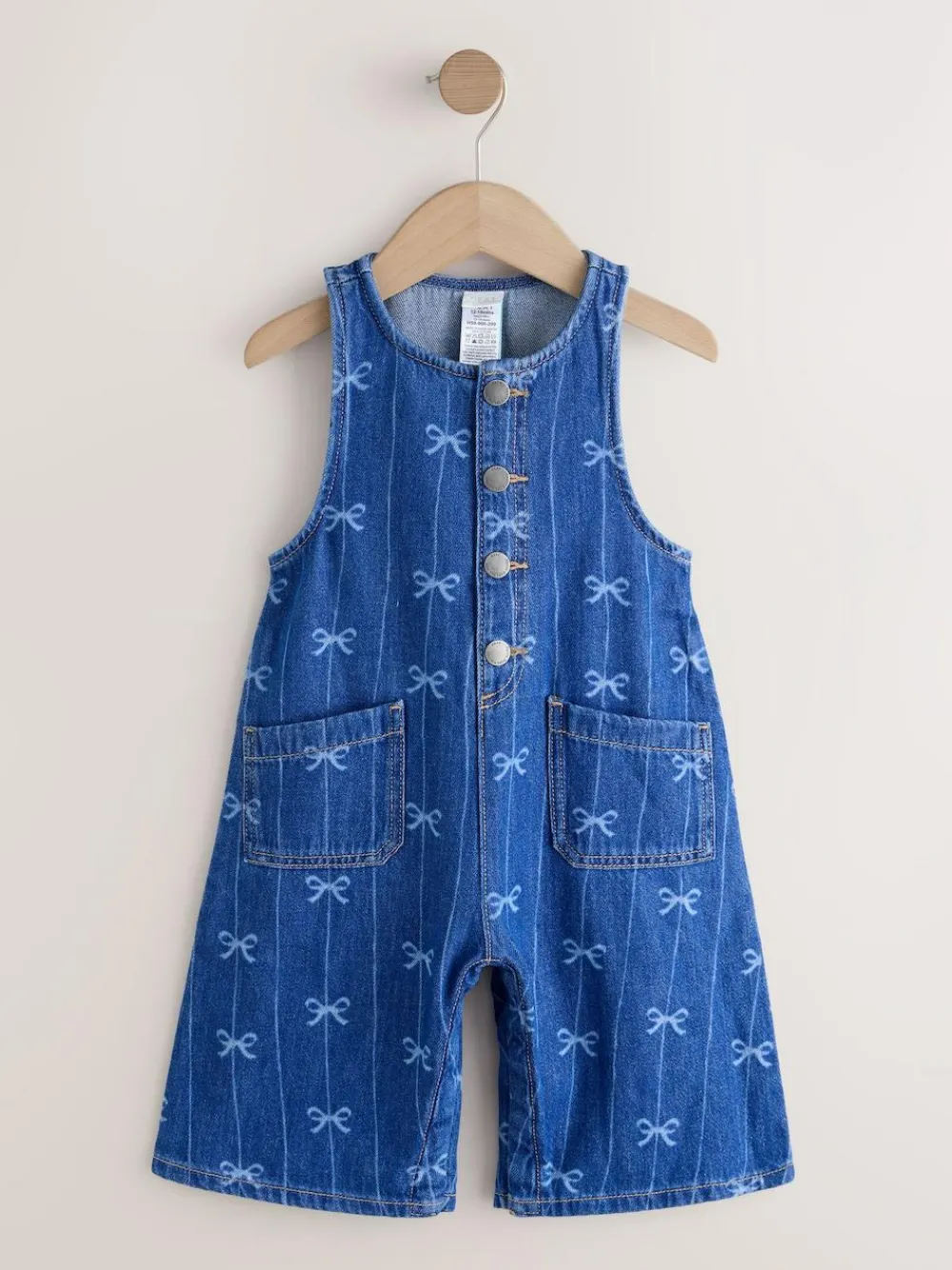 Hot Next Bow Print Sleeveless Denim Jumpsuit (3mths-8yrs)