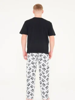 Discount Brand Threads Black Mens Star Wars The Mandolorian 100% Cotton Pyjamas Set