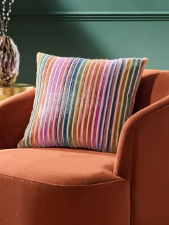 Next Bright 43 x 43cm Cut Velvet Stripe Cushion^ Cushions & Throws