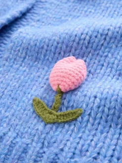 Next Bright Blue 3D Tulip Soft Touch Chunky Knit Cardigan^Women Knitwear|Knitwear