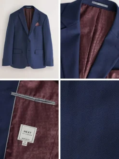 Next Bright Blue Regular Fit Textured Suit Jacket^ Blue Suits|Blazers & Formal Jackets