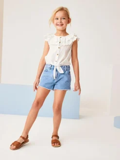 Clearance Next Regular Length Frayed Edge Denim Shorts (3-16yrs) Bright Blue