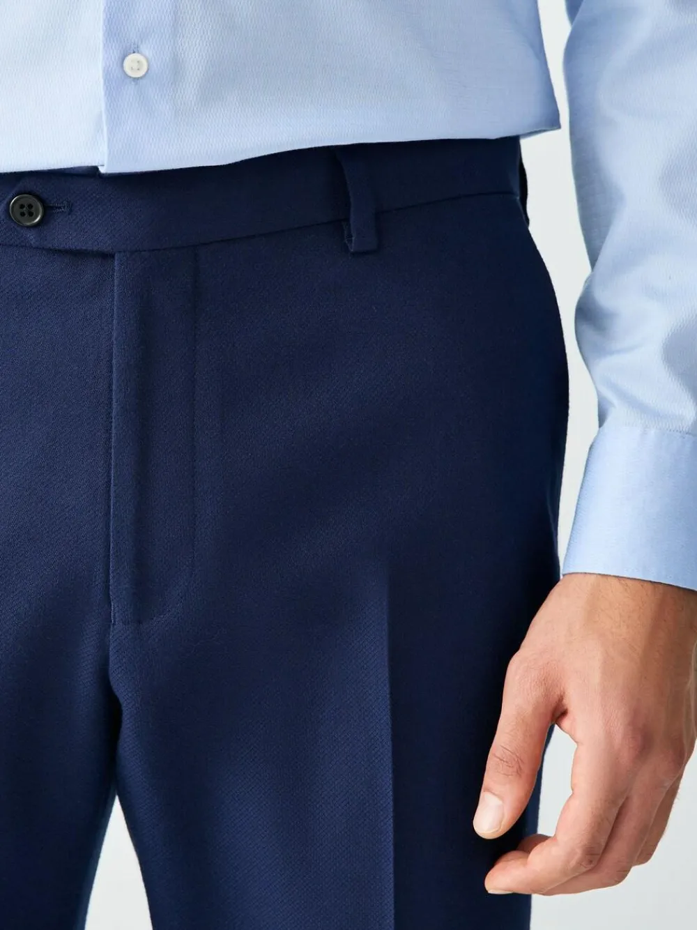 Discount Next Skinny Fit Textured Suit Trousers Bright Blue