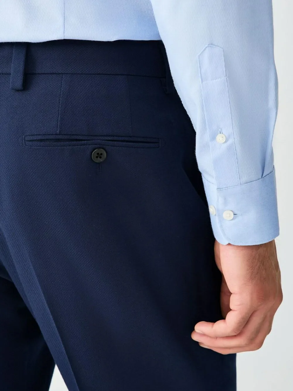 Discount Next Skinny Fit Textured Suit Trousers Bright Blue