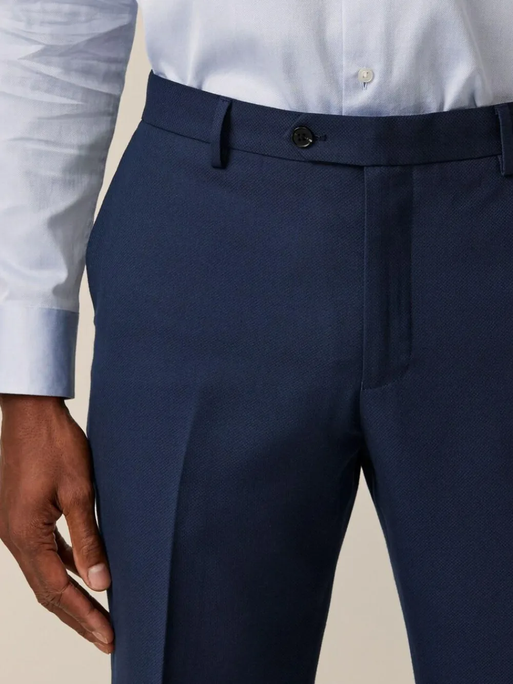 Hot Next Bright Blue Slim Fit Textured Suit Trousers