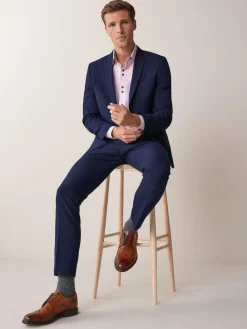 Best Next Slim Fit Two Button Suit Jacket Bright Blue