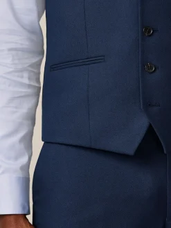 Next Bright Blue Textured Suit Waistcoat^ Vests