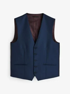 Next Bright Blue Textured Suit Waistcoat^ Vests