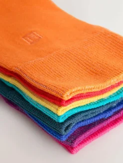 New Next 8 Pack Embroidered Lasting Fresh Socks Bright Blue/Green/Red