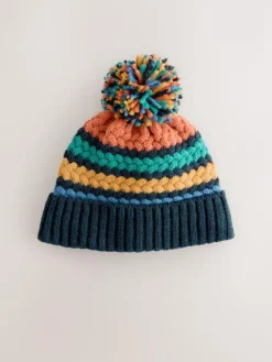 Next Bright Cable Stitched Baby Knitted Hat With Pom (0mths-2yrs)^BOY Hats & Scratch Mitts|Newborn Accessories