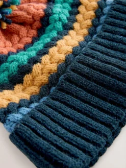 Next Bright Cable Stitched Baby Knitted Hat With Pom (0mths-2yrs)^BOY Hats & Scratch Mitts|Newborn Accessories