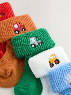 Outlet Next Embroidered Roll Top Socks 5 Pack (0mths-2yrs) Bright Character