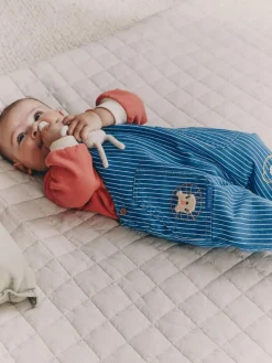 Outlet Next Baby Denim Dungarees and Bodysuit Set (0mths-2yrs) Bright Character Stripe