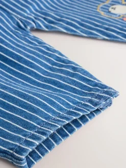 Outlet Next Baby Denim Dungarees and Bodysuit Set (0mths-2yrs) Bright Character Stripe