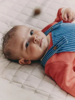 Outlet Next Baby Denim Dungarees and Bodysuit Set (0mths-2yrs) Bright Character Stripe