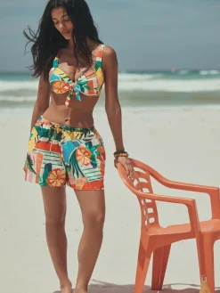 Online Next Bow Front Padded Wired Bikini Top Bright Fruit Stripe