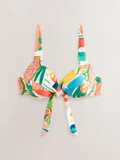 Online Next Bow Front Padded Wired Bikini Top Bright Fruit Stripe