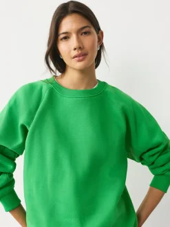 Discount Next Relaxed Fit Heavyweight Regular Crew Neck Sweatshirt Bright Green