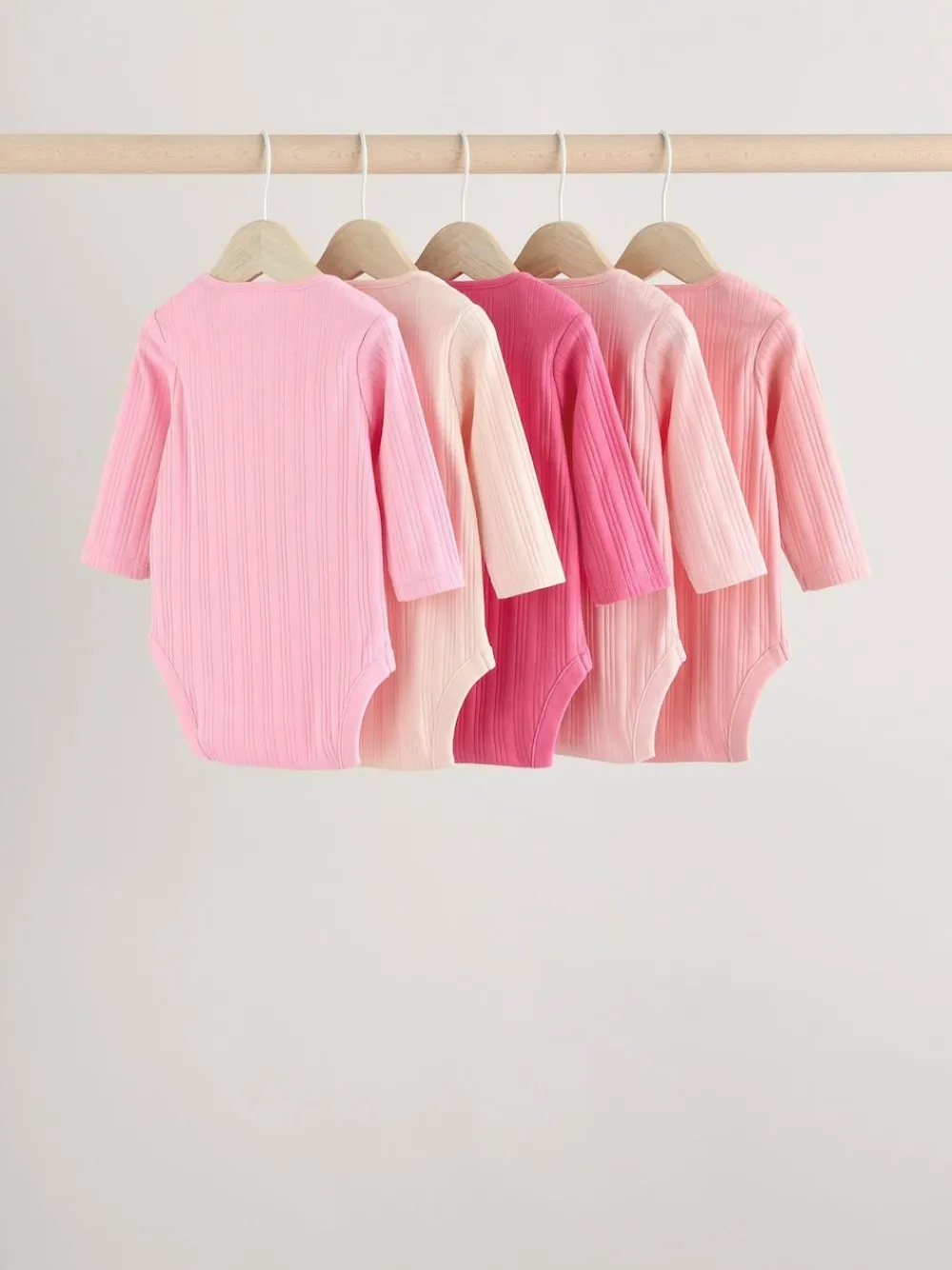 Next Bright Pink 5 Pack Long Sleeve Baby Bodysuits^ Bodysuits & Vests|Vests