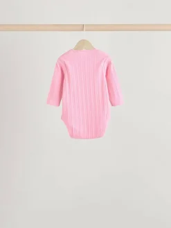 Next Bright Pink 5 Pack Long Sleeve Baby Bodysuits^ Bodysuits & Vests|Vests