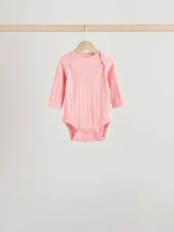 Next Bright Pink 5 Pack Long Sleeve Baby Bodysuits^ Bodysuits & Vests|Vests