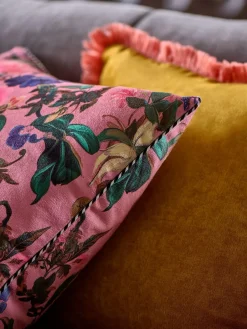 Outlet Next Bright Pink 50 X 50cm Maximalist Floral Velvet Cushion
