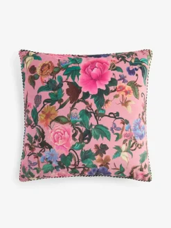 Outlet Next Bright Pink 50 X 50cm Maximalist Floral Velvet Cushion