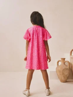 Outlet Next Angel Sleeve Sequin Party Dress (3-16yrs) Bright Pink