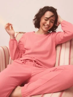 Clearance Next Bright Pink Cosy Waffle Long Sleeve Pyjamas