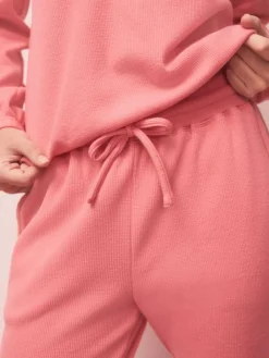 Clearance Next Bright Pink Cosy Waffle Long Sleeve Pyjamas