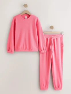 Clearance Next Bright Pink Cosy Waffle Long Sleeve Pyjamas