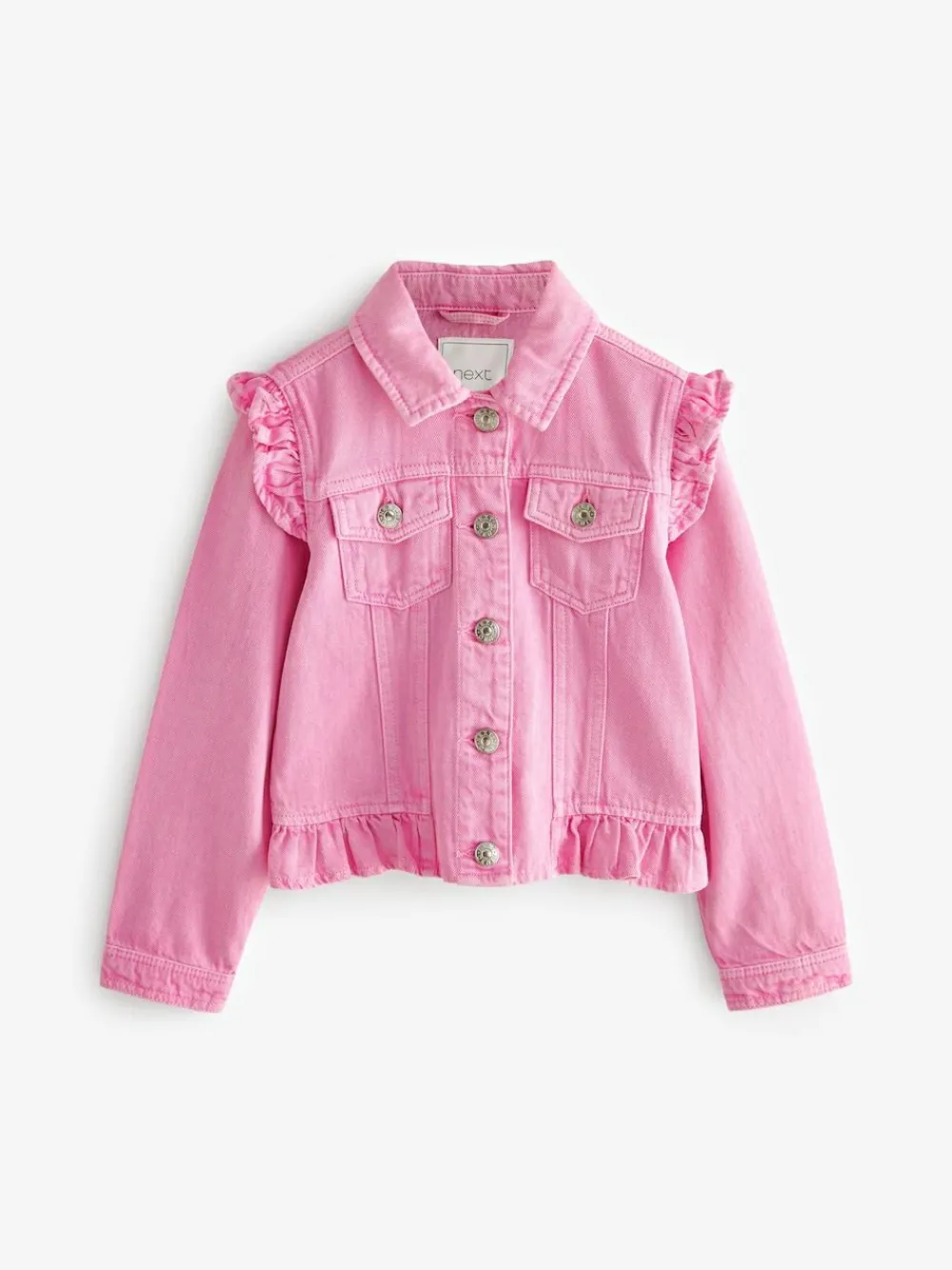 Sale Next Frill Shoulder Denim Jacket (3-16yrs) Bright Pink
