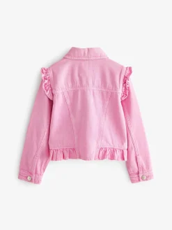 Sale Next Frill Shoulder Denim Jacket (3-16yrs) Bright Pink